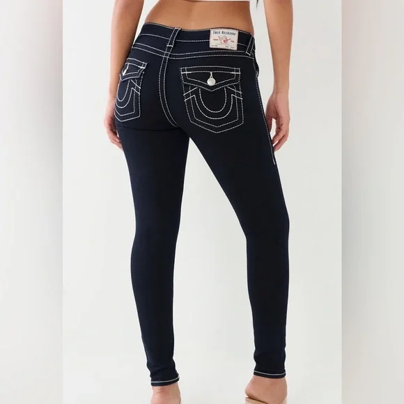True Religion Black Skinny Jeans with Contrast White Stitching - Picture 10 of 10